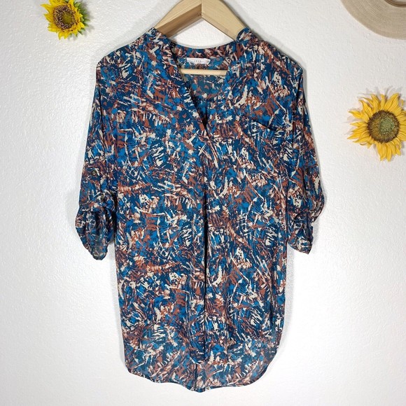 Lush Abstract Pocket Latch Sleeve Blouse Size Small Women’s - Picture 1 of 9